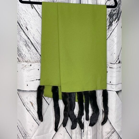 Vintage Mink Tail Chartreuse Scarf - Picture 3 of 5